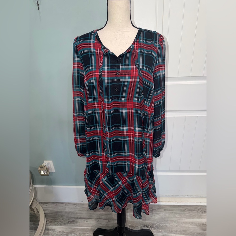 Draper James Plaid Drop waist ruffle shift dress size small - Picture 4 of 10